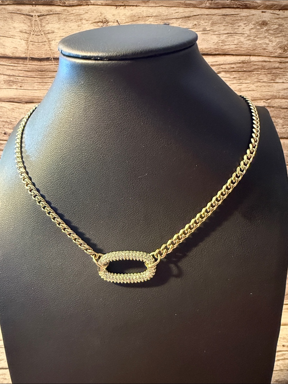 Gold Plated Pavé Oval Link Cuban Chain Necklace - Women Jewelry